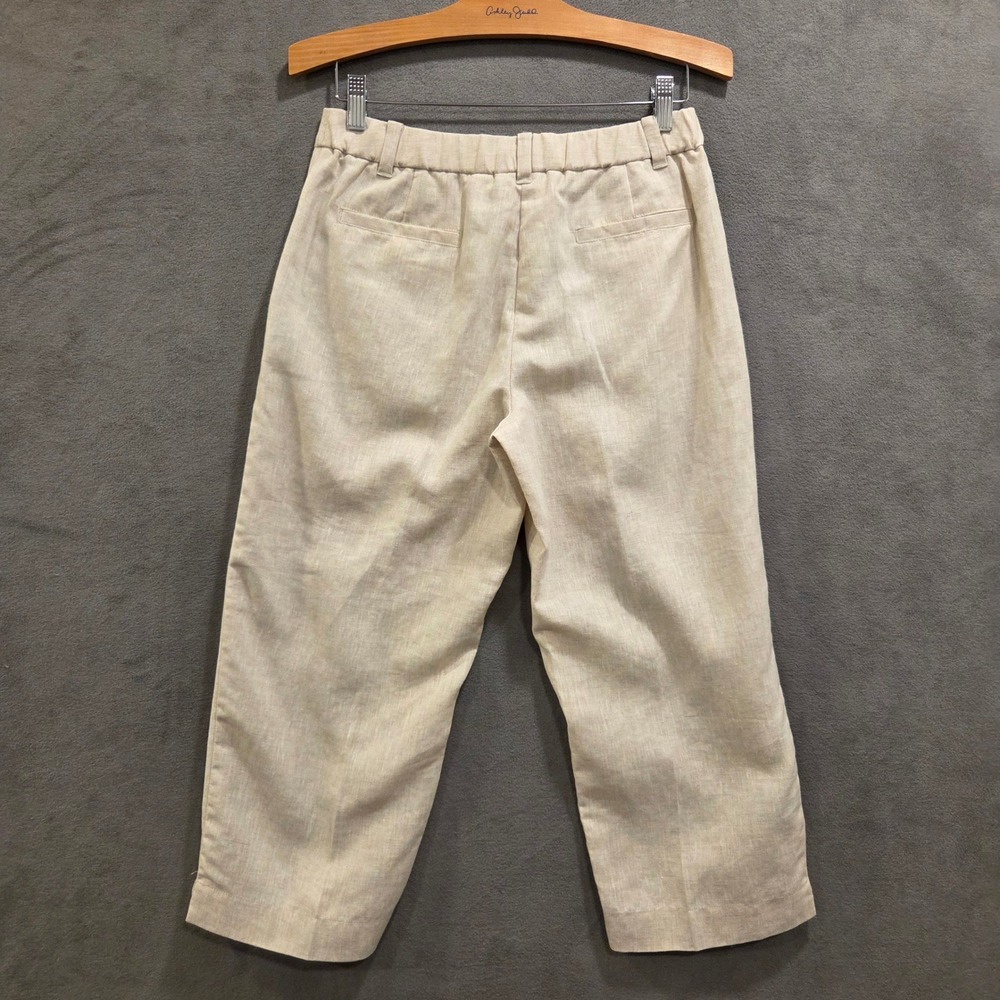 Liz Claiborne Audra 100% Linen Crop Pants Womens Size 4 Coastal Minimalist Chic - Picture 4 of 14